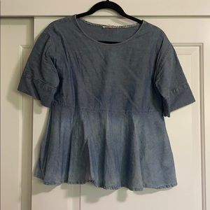 Anthropologie AG Ombré Chambray Peplum Top